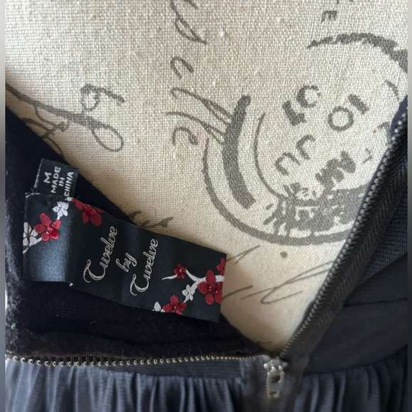 Bustier Strap Dress, Metal Stud Accents, Vertical Ruching, Gathered Hemline (M) - Picture 8 of 8